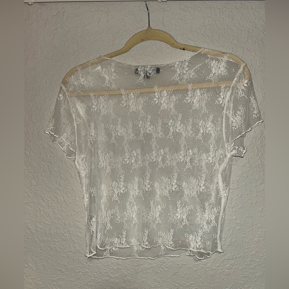Elegant Sheer Lace Blouse - White
